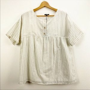 ROOLEE Johanna Stripe Babydoll Blouse Top NWT